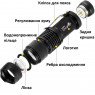 Фонарик карманный светодиодный UltraFire SK68 7Вт 300 люмен IP65 на аккумуляторе 14500 с зумом и клипсой