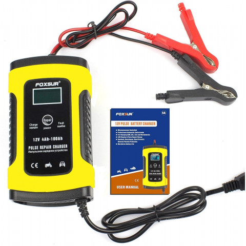 Зарядное устройство для аккумуляторов 12V 5A FOXSUR с жк-дисплеем (fbc1205d)