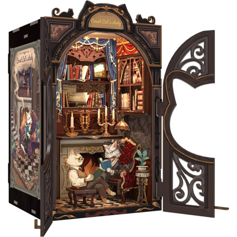 Book Nook Count Cat's Study набор для сборки, 108 деталей